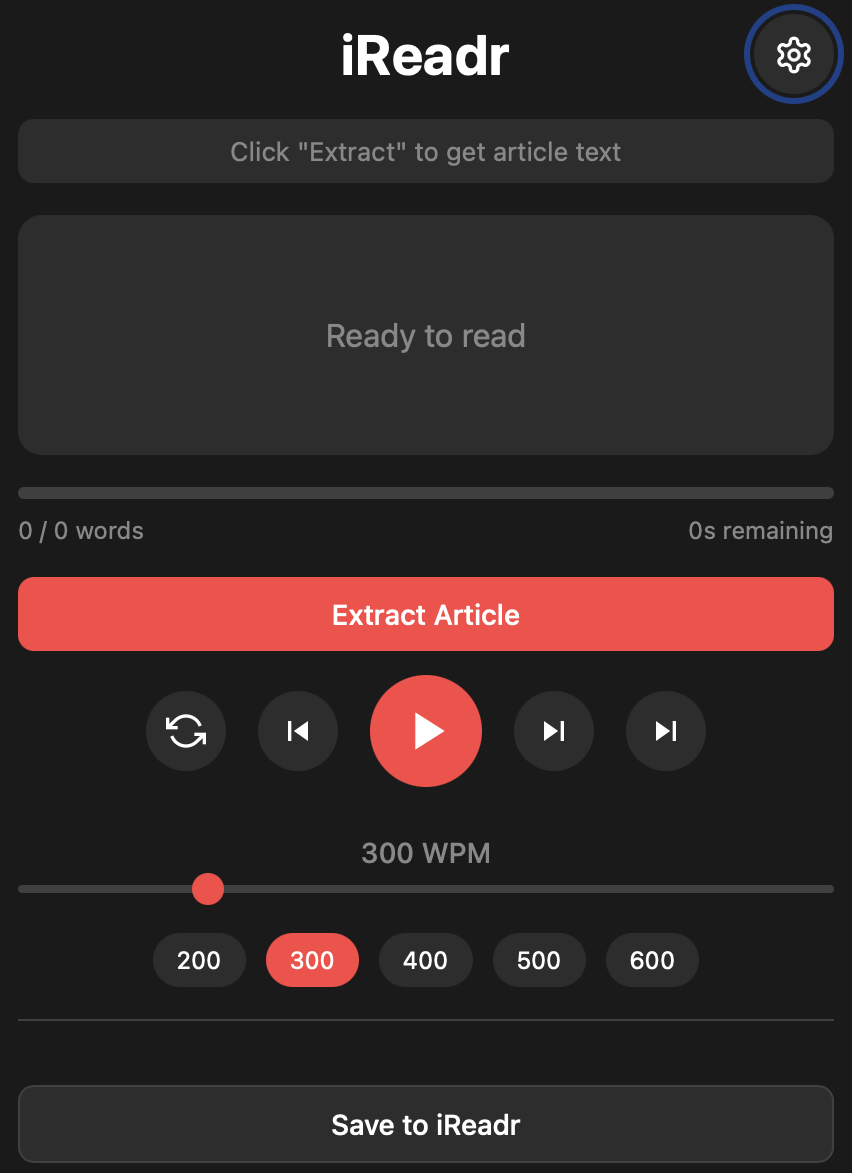 iReadr Safari Extension - Dark Mode
